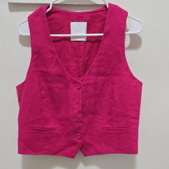 Tops - Mango Pink Button-Up Vest
